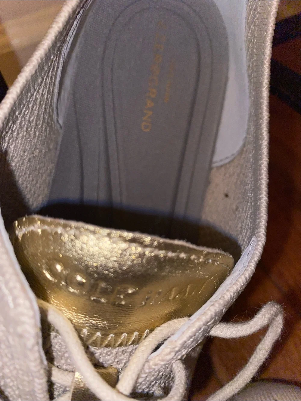 Cole Haan Knit Lace-Up Sneakers in Light Beige with Gold Accent EXCELLENT Cond.